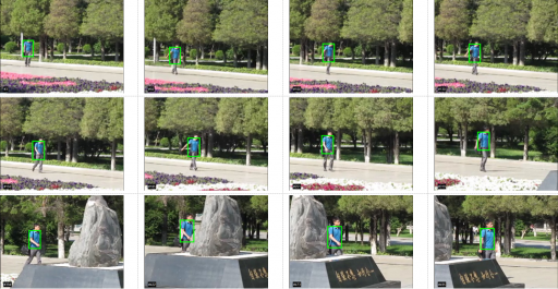 长期目标跟踪算法在行人数据集上跟踪的结果